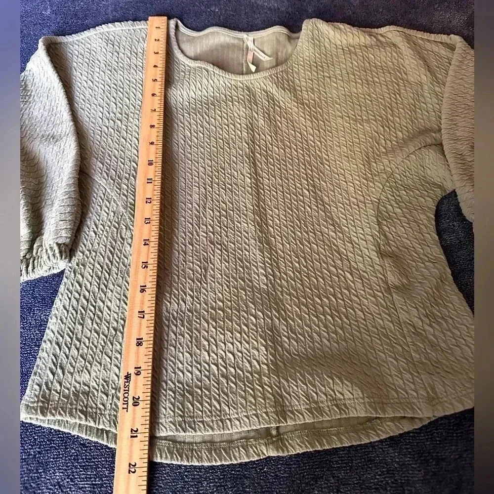 Anthropologie Sage Green Oversized Blouse Arya Textured Top size XS